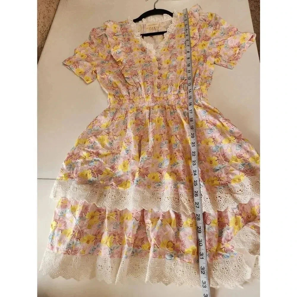 Melloday Mini Dress Cottage Floral Tiered Womens Size Medium - Picture 8 of 8